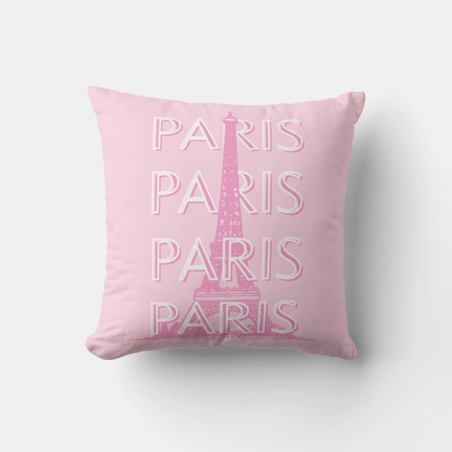 Paris Travel Art, Travel Art, Preppy Art, Pink Cushion (Front)
