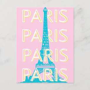 Paris Travel Art, Travel Art, Preppy, Pink Holiday Postcard