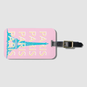 Paris Travel Art, Travel Art, Preppy, Pink Luggage Tag