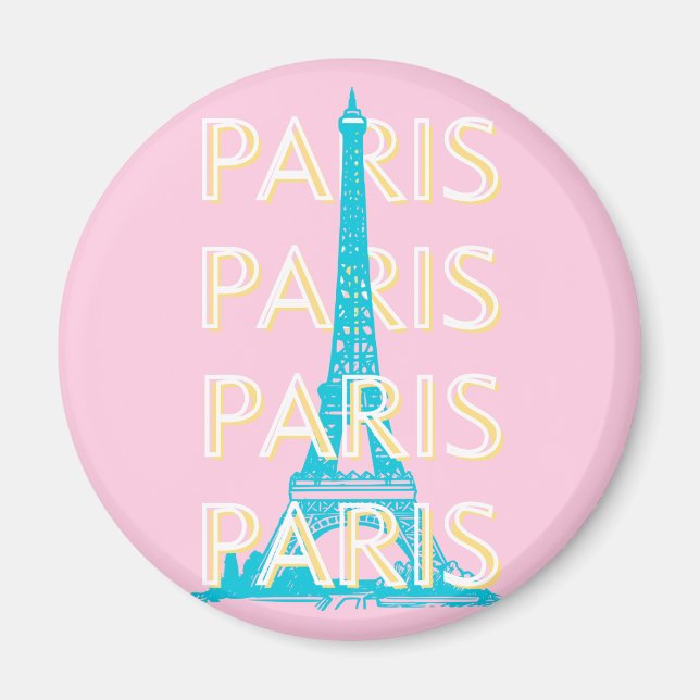 Paris Travel Art, Travel Art, Preppy, Pink Magnet (Front)