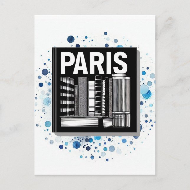 Paris Travel Book Shelf Postcard (Front)