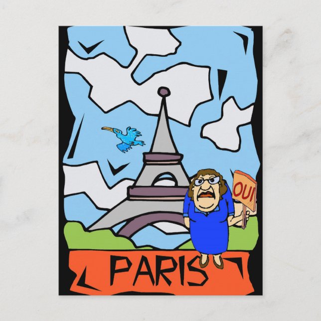 Paris Travel Cartoon Postcard (Front)
