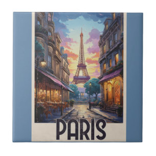 Paris Travel Poster Ceramic Tile
