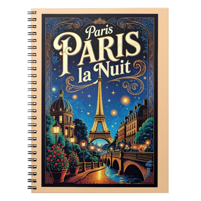 Paris Travel Poster,  Notebook (Front)