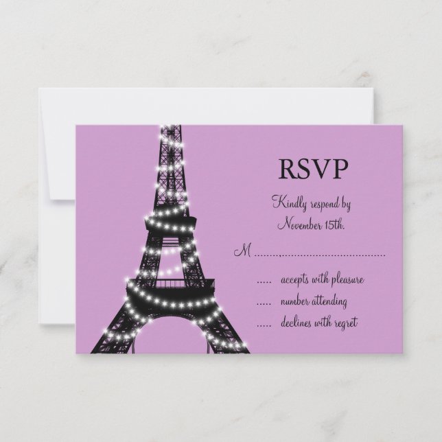 Paris Twinkles RSVP (purple) Card (Front)