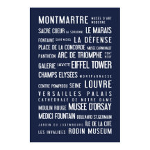 Paris typographic poster, blue