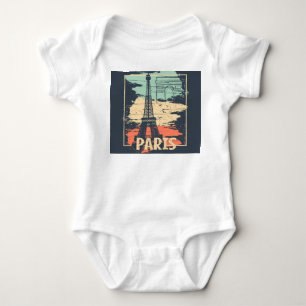 Paris typography: abstract Eiffel poster. Baby Bodysuit