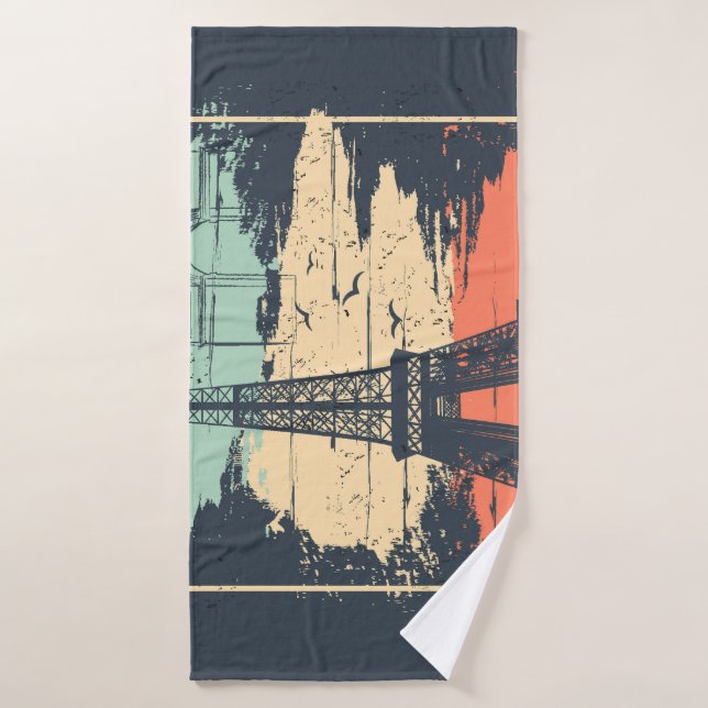 Paris typography: abstract Eiffel poster. Bath Towel (Bath Towel)