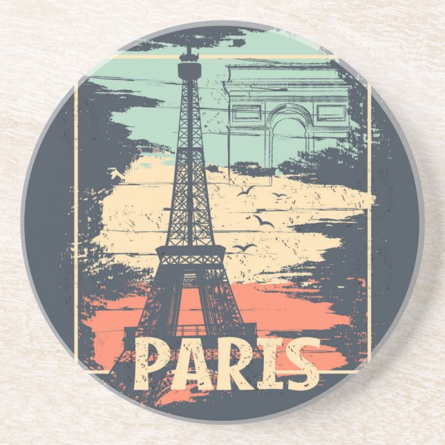 Paris typography: abstract Eiffel poster. Coaster (Front)