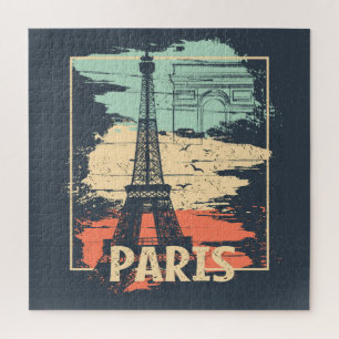 Paris typography: abstract Eiffel poster. Jigsaw Puzzle
