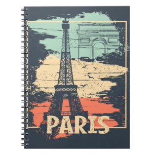 Paris typography: abstract Eiffel poster. Notebook