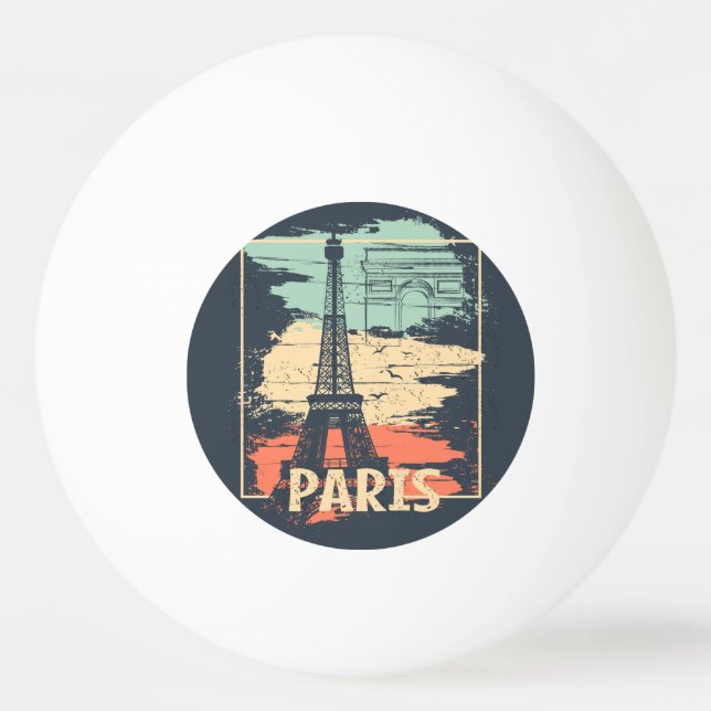 Paris typography: abstract Eiffel poster. Ping Pong Ball (Front)