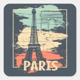 Paris typography: abstract Eiffel poster. Square Sticker