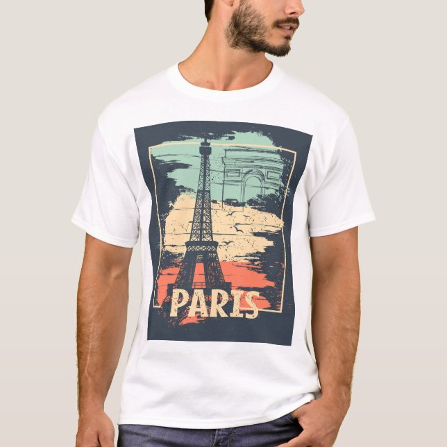 Paris typography: abstract Eiffel poster. T-Shirt (Front)