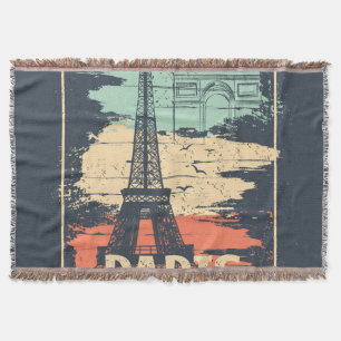Paris typography: abstract Eiffel poster. Throw Blanket