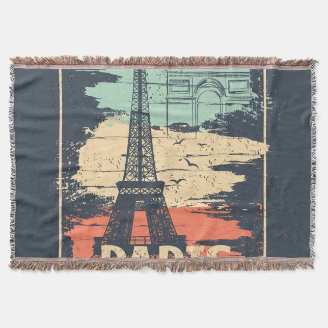 Paris typography: abstract Eiffel poster. Throw Blanket (Front)