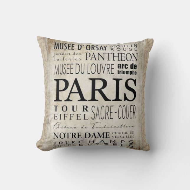 Paris Typography - Subway Style Cushion (Front)