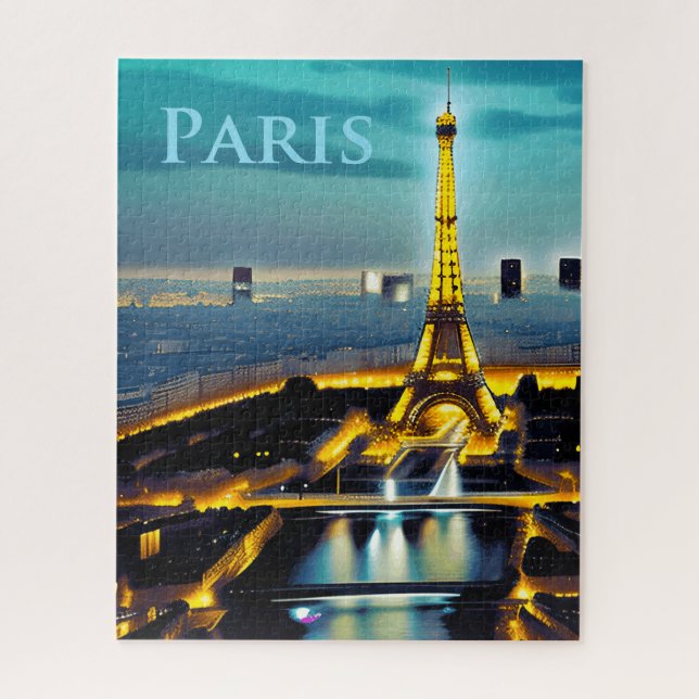 Paris Under a Turquoise Blue Twilight Sky Jigsaw Puzzle (Vertical)
