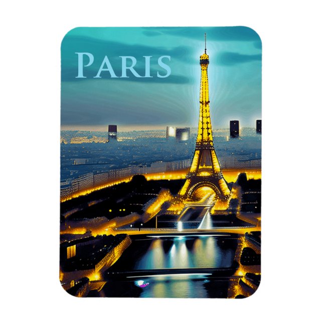 Paris Under a Turquoise Blue Twilight Sky Magnet (Vertical)