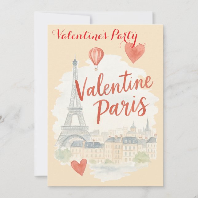 Paris Valentine Invitation with Eiffel Tower (Front)