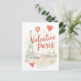 Paris Valentine Watercolor Card – Eiffel Tower 