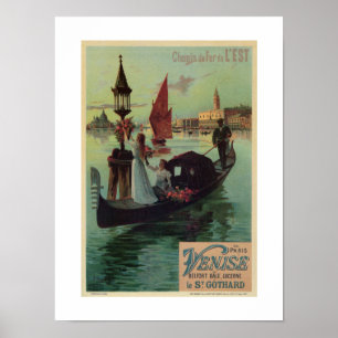 Paris Venice Italy vintage travel ad romantic Poster