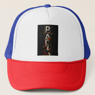 Paris – Vertical 3D Micro Mosaic with French Colou Trucker Hat