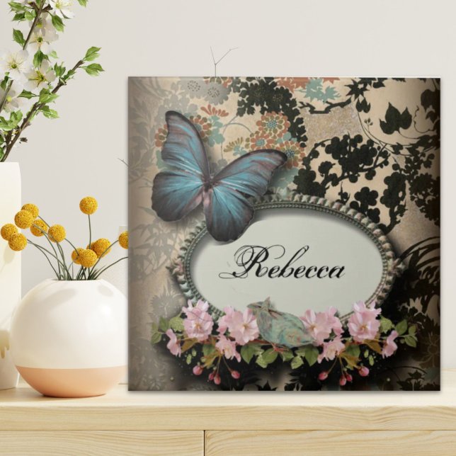 Paris victorian floral french butterfly ceramic tile (Paris victorian floral french butterfly ceramic tile)
