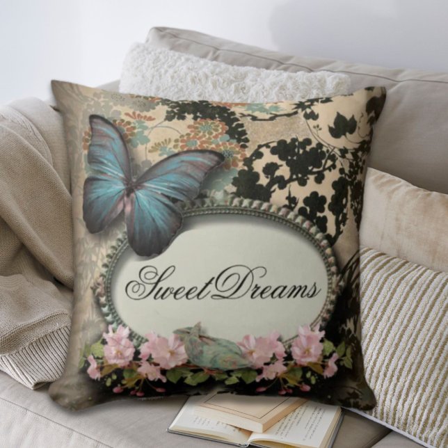 Paris victorian floral french butterfly cushion (Paris victorian floral french butterfly throw pillow)