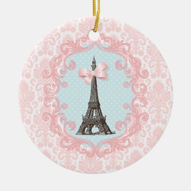 Paris Vintage Ceramic Tree Decoration (Front)
