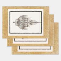 Paris Vintage Chandelier Trio Black Gold Decoupage