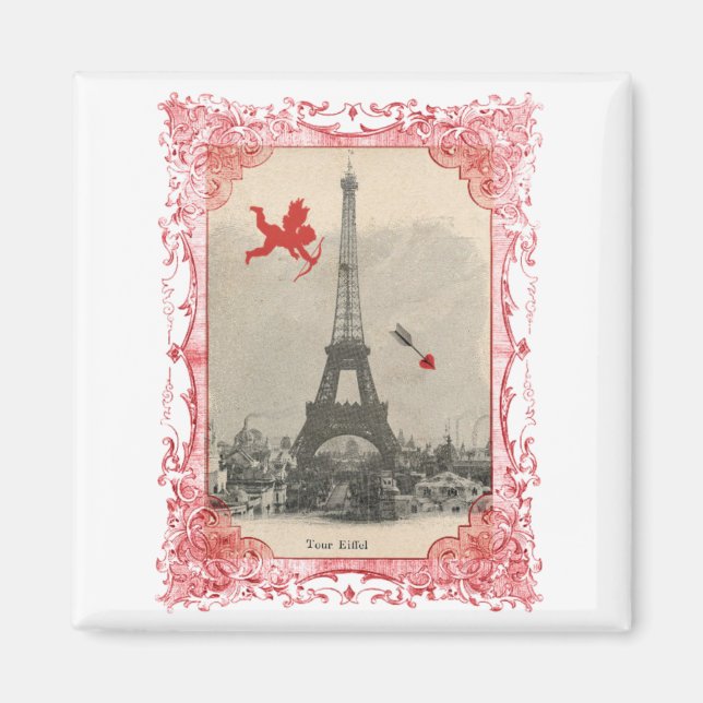 Paris Vintage Cupid Valentine Magnet (Front)