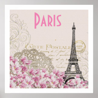 PARIS | vintage Eiffel tower card Poster