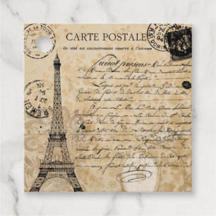 Paris Vintage Eiffel Tower Favour Tags