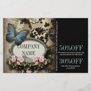 Paris vintage floral butterfly SPA beauty salon Flyer