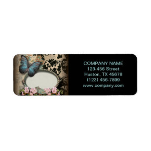 Paris vintage floral butterfly SPA beauty salon Return Address Label