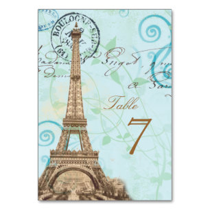 Paris Vintage French Writing Aqua Table Card