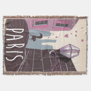 Paris vintage holiday poster throw blanket