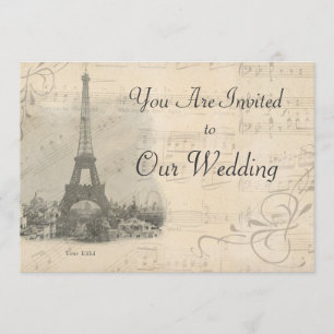 Paris Vintage Music Wedding Invitation