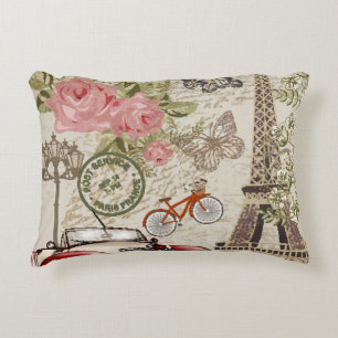 Paris Vintage: Postcard Style Decorative Cushion