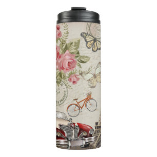 Paris vintage postcard. thermal tumbler