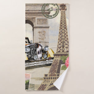 Paris vintage poster. vintage, poster, paris, old, bath towel