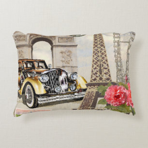 Paris vintage poster. vintage, poster, paris, old, decorative cushion
