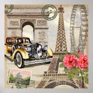 Paris vintage poster. vintage, poster, paris, old, poster