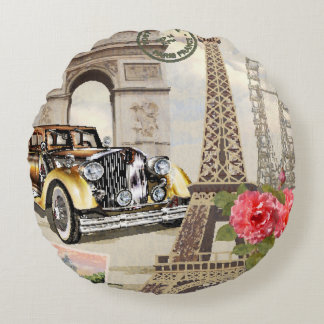 Paris vintage poster. vintage, poster, paris, old, round cushion