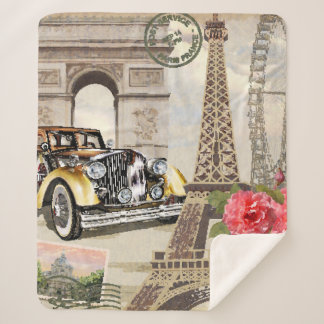 Paris vintage poster. vintage, poster, paris, old, sherpa blanket