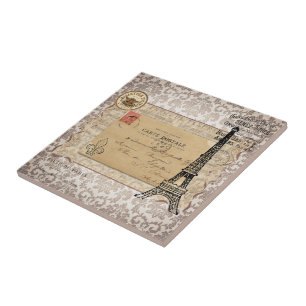 Paris Vintage Shabby Chic Eiffel Tower Ceramic Tile