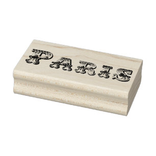 Paris Vintage Text Rubber Art Stamp