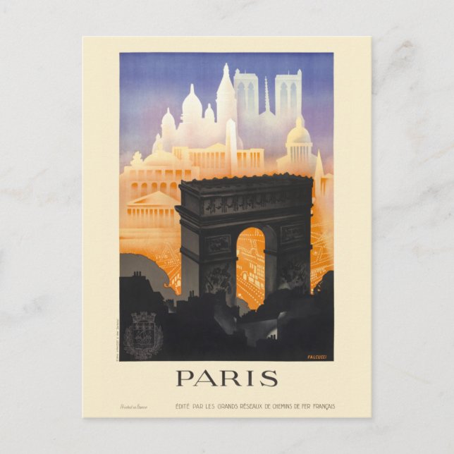 Paris Vintage Travel Poster 1935 Postcard (Front)