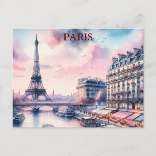 Paris Vintage Travel Tourism Add Postcard